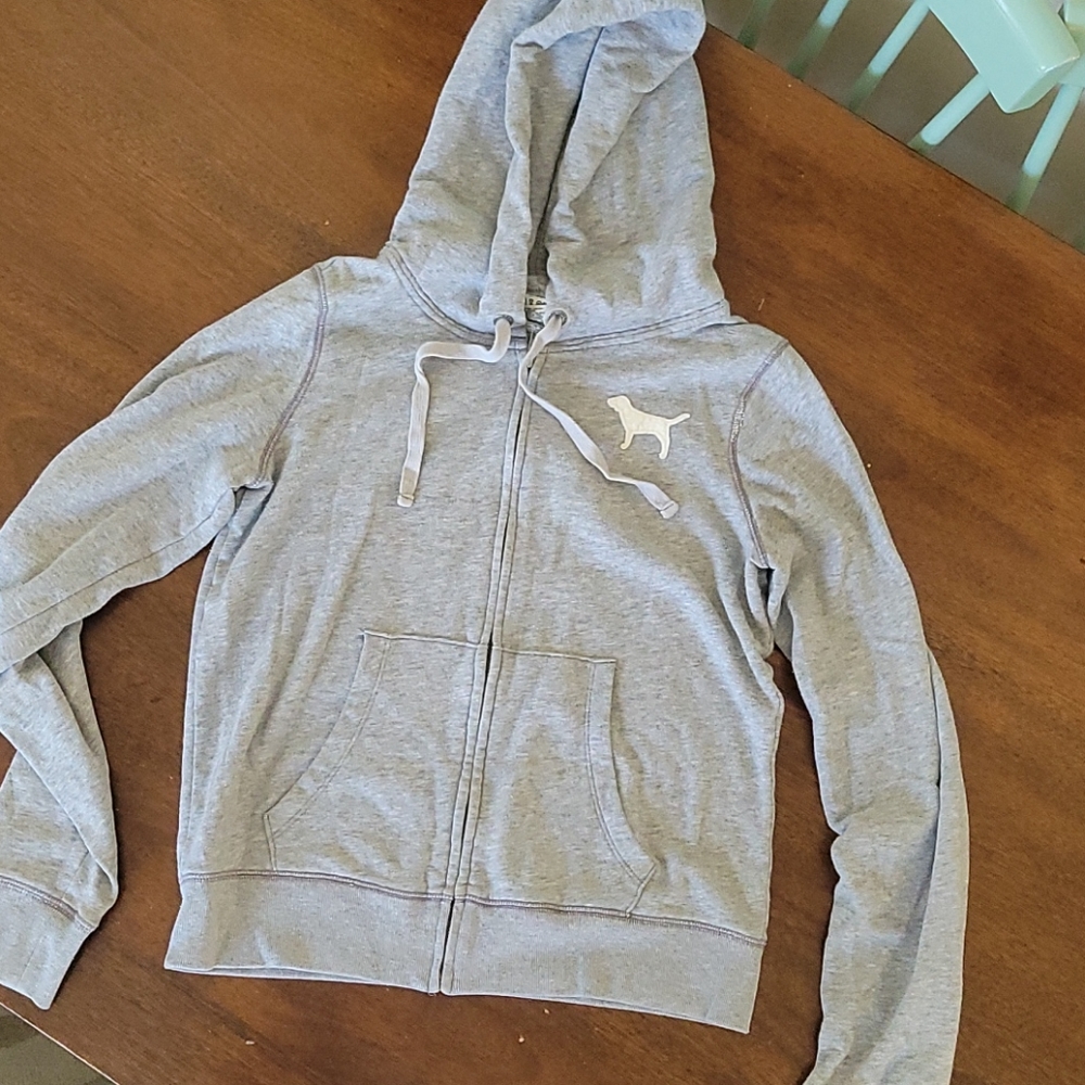 Gray PINK zip hoodie